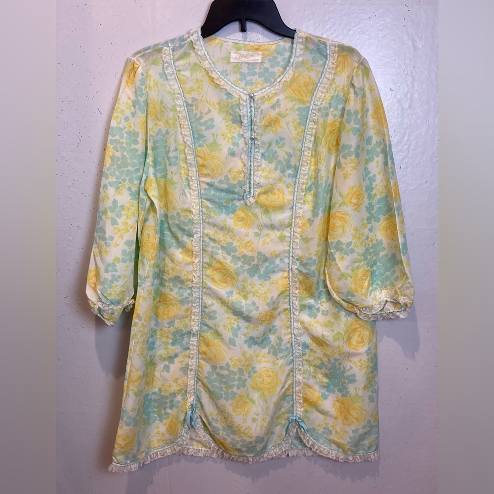 Vintage Barbizon Nightgown Size M Cherie Recollection Nightie Floral Lace Short